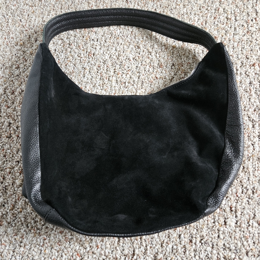 Elegant Black Suede and Leather Women's Bag